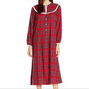 LANZ OF SALZBURG Red Plaid Flannel Nightgown Size Medium
